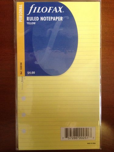 Filofax Ruled Notepaper Yellow. Personal Size