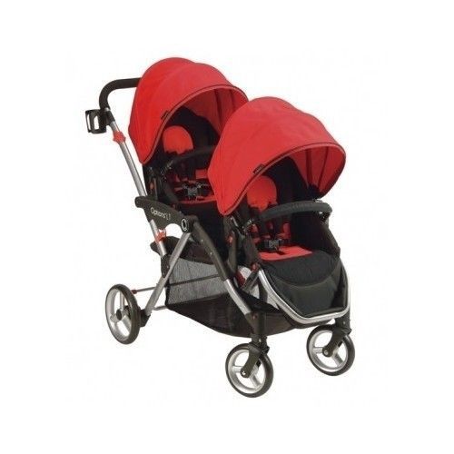Child Tandem Stroller Crimson Red New Modern Options Transport 2 young children