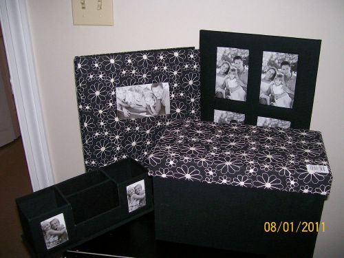 4-Piece Desk Set ~deco box, album, pic frame, accessory holder~ BLK FRIDAY $4.00