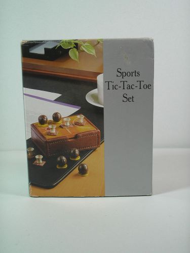 Basketball Sports TicTacToe Desk Set Ceramic &amp; Simulated Leather MIB Dad Gift