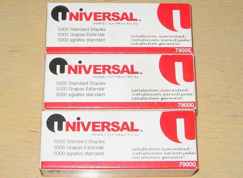 15000 UNIVERSAL 1/4&#034; STAPLES #79000 3 BOXES OF 5000 EACH NEW