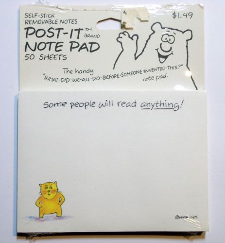 1987 Post- It Note Pad - &#034; Some People Will Read Anything! &#034;