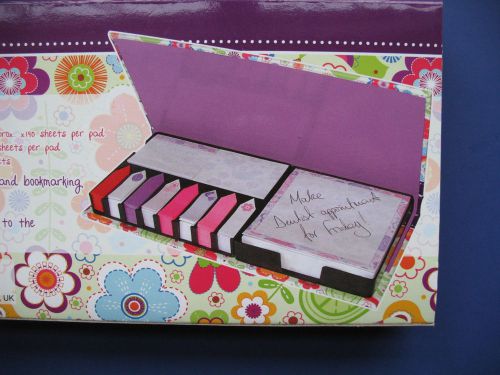 New sticky notes memo set arrow tabs &amp; 2 pad sizes plastic office organizer for sale