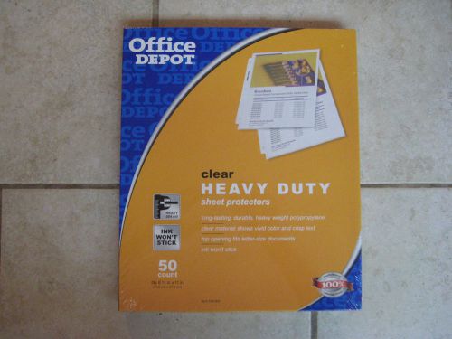 BRAND NEW SEALED 50 Office Depot Clear Heavy Duty Sheet Protectors 8 1/2 x 11