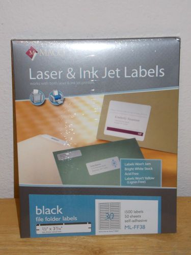 MACO ML-FF38 Laser &amp; Ink Jet Black Labels (2/3&#034; X 3 7/16&#034;) 1500ct - Avery 5066