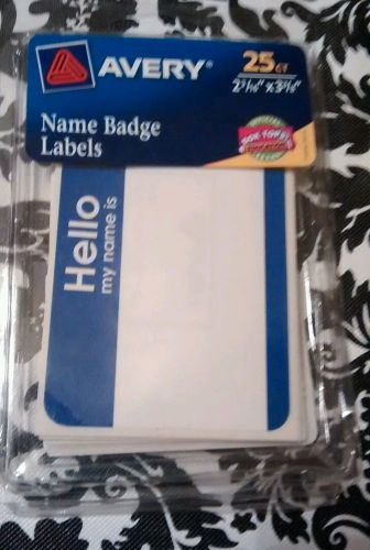 25 Avery Hello My Name Is Name Tag Sticker Badge Labels 2.18&#034; Width 3.38&#034; Length