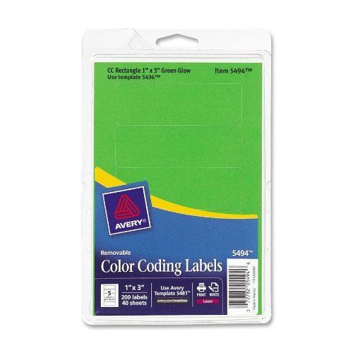 Avery Color Coding Multipurpose Label - 1&#034; Width X 3&#034; Length - 200 / (ave05494)