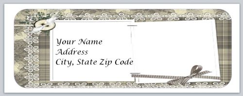 30 Button and Bow Personalized Return Address Labels Buy 3 get 1 free (bo38)