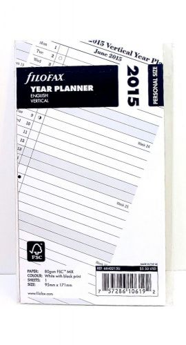 Filofax 2015 Year Planner English Vertical PERSONAL Size Organisers NEW