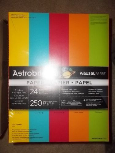 Astrobrights 24 lb 250 sheet paper in 5 colors lot of 5 packages new 1250 sheets for sale