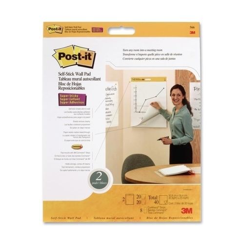 3M 566 Post-it Wall Pad with Command Strips, 20-in. x 23-in. - 2-Pack