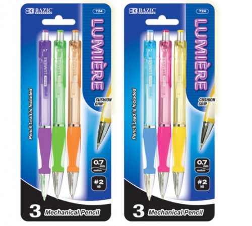 3pc/Pack LUMIERE Assorted Color Gel Pen with Cushion Grip by Bazic #724
