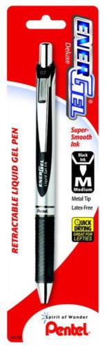 EnerGel Deluxe RTX Retractable Liquid Gel Pen Med Line Metal Tip Black Ink 1 Pk