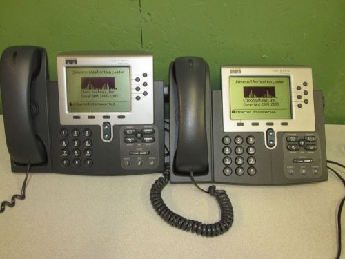 LOT OF 2 CISCO CP-7960G UNIFIED IP PHONES VOIP 7960 SIX LINES w/ POWER