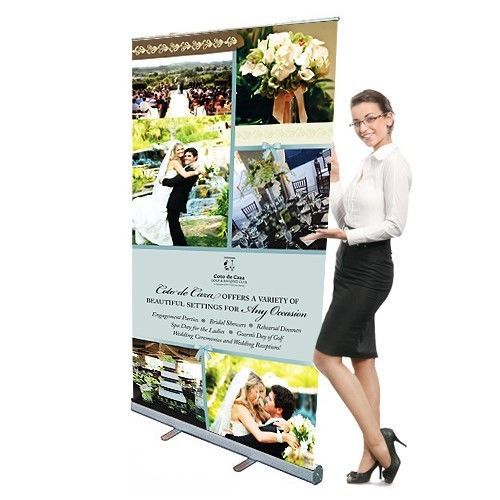 Next day service for 47&#034; Retractable Roll up banner stand with vinyl print