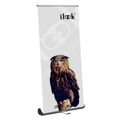 Roll Up Display Banner von Ilook 90x210 cm inkl. Tasche, Aluminium silber matt