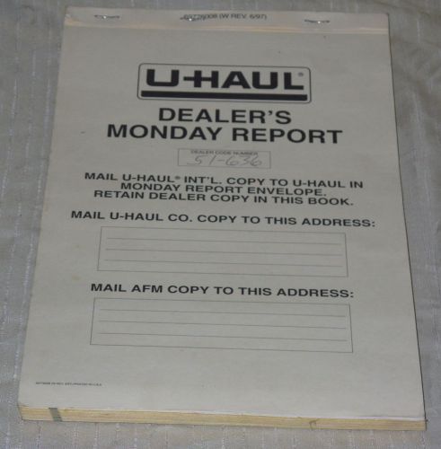 A Collectible U-Haul Dealership Monday Report Book from the 90s