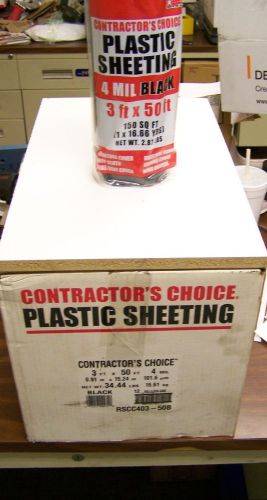 12 Rolls Poly-America Contractor&#039;s Choice 4 Mil Black Plastic Sheeting 3&#039; X 50&#039;