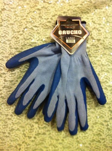 Gaucho Work Gloves Sz L Latex Grip Blue New With Tags