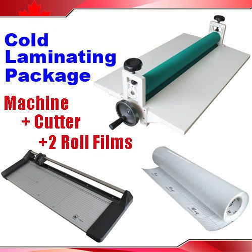 25&#034; Cold Laminator +24&#034; Rotary Paper Cutter Trimmer +Roll Laminating Film