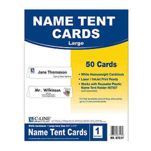 C-Line Large Scored White Tent Cardstock - 50 cards Free Shipping