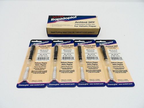 4 Pack Pens, Archival DPP Rapidoplot Black 6810-01E .25mm Universal A Style/1P