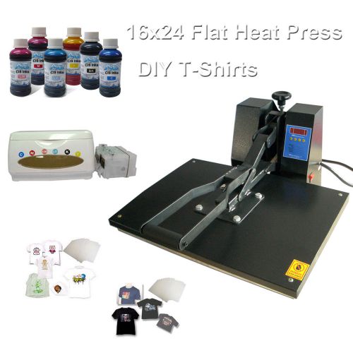16x24 Flat Heat Press CISS Inks T-shirt Dark light Transfer Paper KIT 000008
