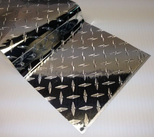 24&#039;&#039; x 10&#039; diamond plate silver self adhesive vinyl- indoor / outdoor durability for sale