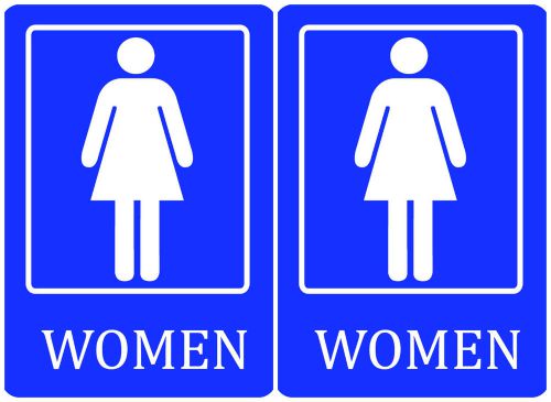 Set Of two WOMEN Bathroom Signs Girl Restroom Sign Work Place Privacy / School