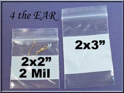 Zip Lock Bags 2x2&#034; / 2x3&#034; Write-On 100 each SIZE