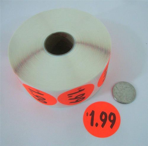 1000 Self-Adhesive $1.99 Labels 1 3/8&#034; Stickers / Tags Retail Store Supplies