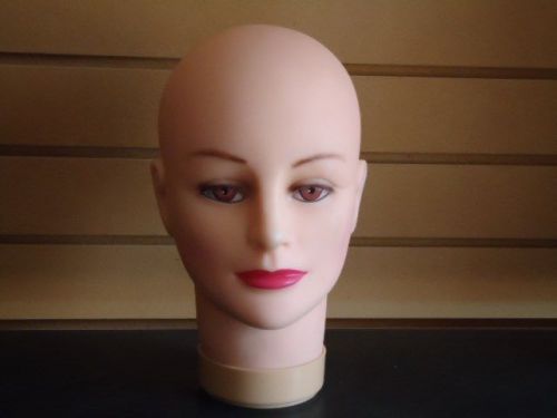 Two (2) female light-skin tone rubber mannequin head forms-10&#034;h for sale