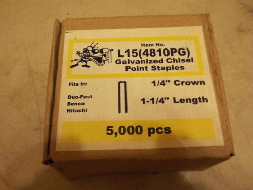 L15(4810PG) 1/4&#034; Crown 1-1/4&#034; Chisel Point Galvanized Staples Box of 5000