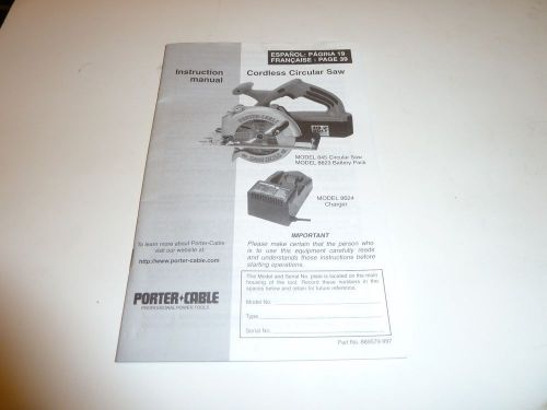 PORTER  CABLE 845  SAW  CORDLESS   INSTRUCTION  MANUAL AND  PARTS  LIST