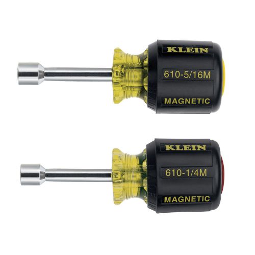 Klein tools 610m hollow-shaft magnetic tip 1/4&#034; &amp; 5/16&#034; stubby nut driver set for sale
