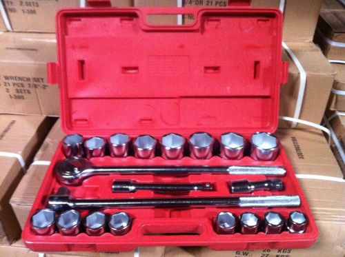 New 3/4 inch drive jumbo socket wrench extension bar case 21pcs set sae for sale
