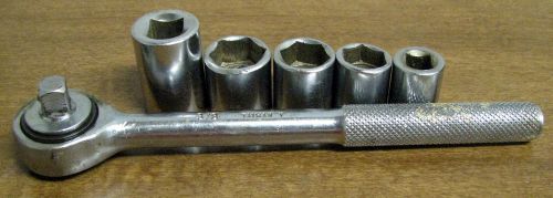 3/8&#034; sq. drive ratchet &amp; 5 sockets taiwan 7 3/4&#034; overall length for sale