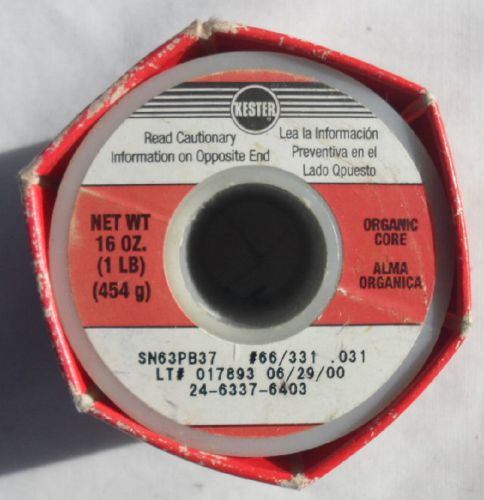 1lb new kester qq-s-571 solder .031 diameter alloy sn63pb37 made in usa for sale