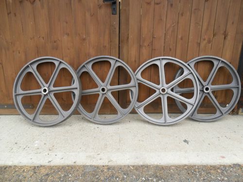 Set of 4 cast iron metal shepherd hut wheels x 24&#034; dia for sale