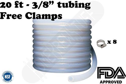 3/8&#034; High Temp Silicone Tubing 20&#039; Free Clamps, Beer Homebrew Home Brew Brewing