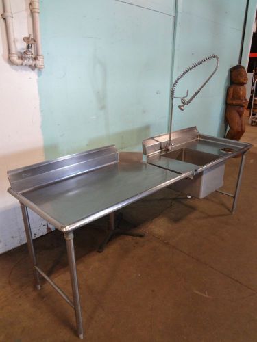 Lot of (2) h-d.commercial  left to right s.s. dishwasher tables w/ rinse sprayer for sale