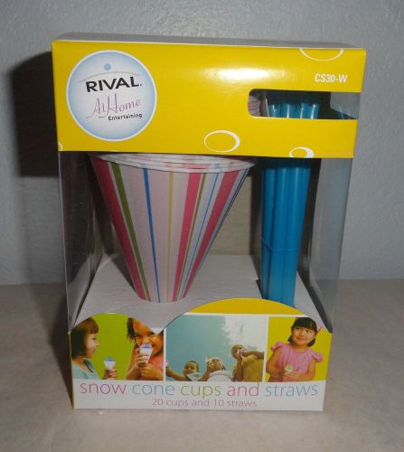 Case of 6 New Boxes of  Rival 20 Snow Cone Cups &amp; 10  Straws in each Box