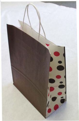 250 Twist Handle Kraft Neapolitan Side Dots Debbie Paper Retail Shopping Bags