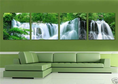 new HD!Canvas Print home decor wall art painting Picture waterfall !4PC + framed