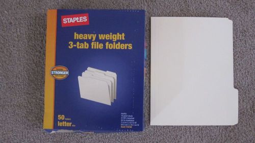 Staples Heavyweight 3-Tab File Folders - 50 count