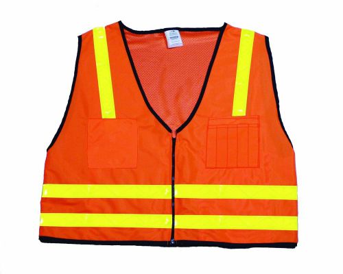 High Visibility Polyester Surveyor Safety Vest Medium Orange Class 2 W/ Pockets