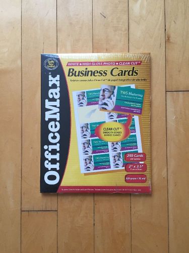 OfficeMax 250 Business Cards, Ink Jet or Laser Printer, White, High Gloss Photo