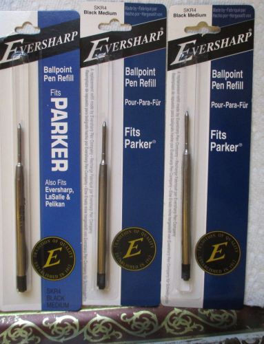 3 Vintage Eversharp Ballpoint Pen Refill SKR4 Black Medium  FITS PARKER