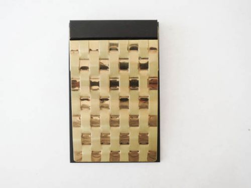 Vintage notepad case in gold with &#034;basket weave&#034; design - retro office for sale