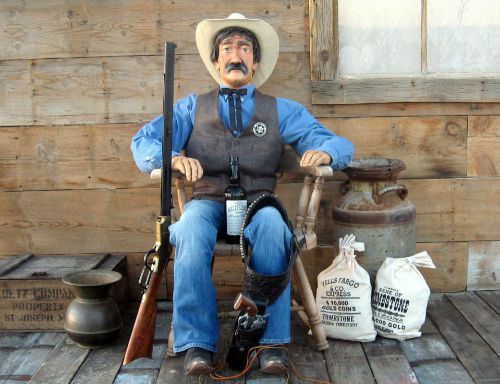 LIFE SIZE POSEABLE OLD WESTERN MANNEQUIN COWBOY , DUMMY